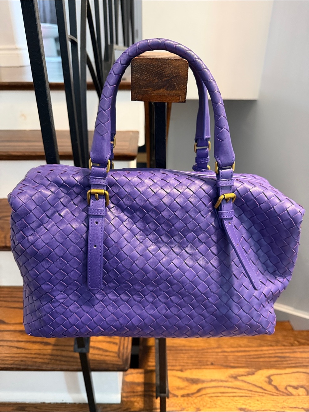 Bottega Veneta Intrecciato Leather Top-Handle Tote in Vivid Purple - Picture 11 of 14